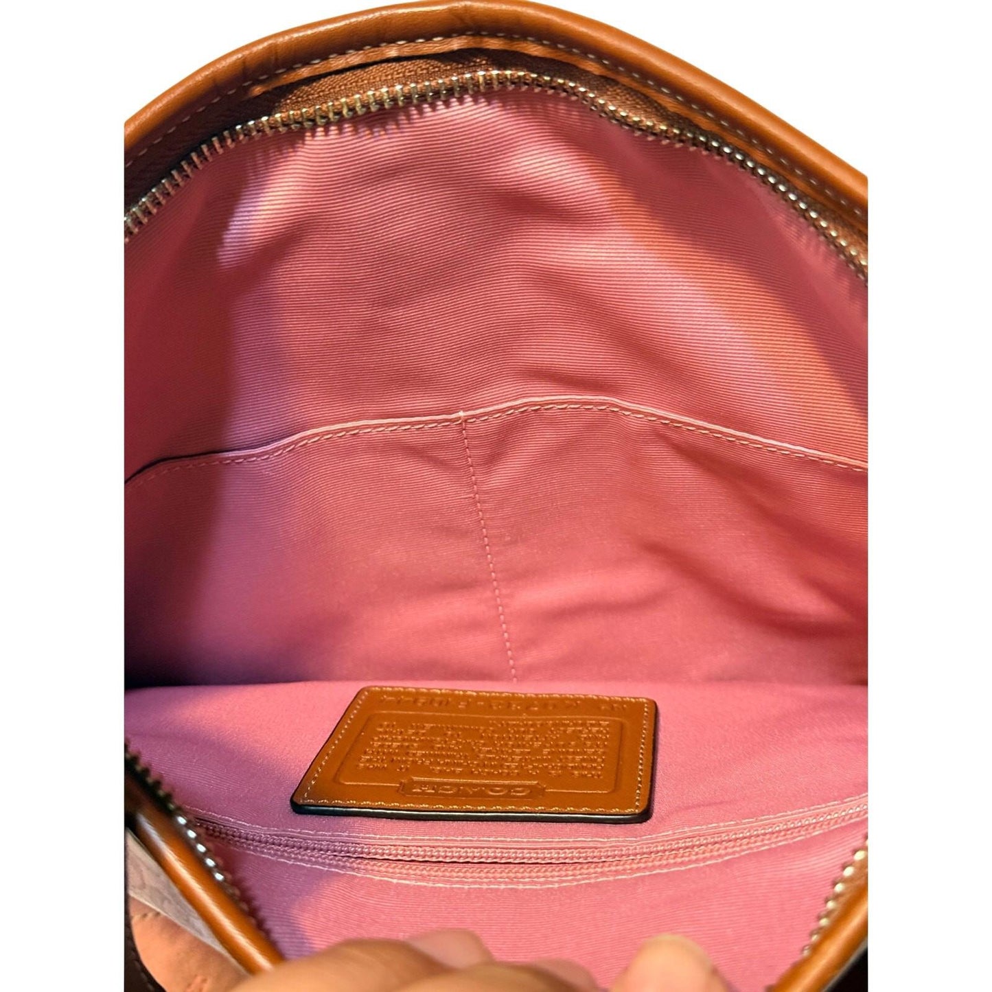 Coach Pink Signature Jacquard bag Suede Trim Leather Strap Shoulder Purse Y2K
