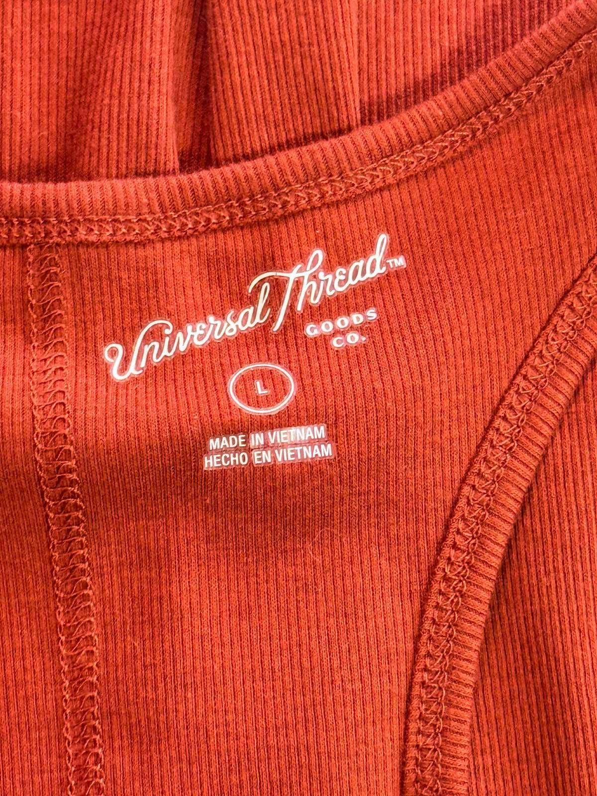 Universal Thread Rust Orange Ribbed Tank Top Scoop Neck Sleeveless Basic Small S