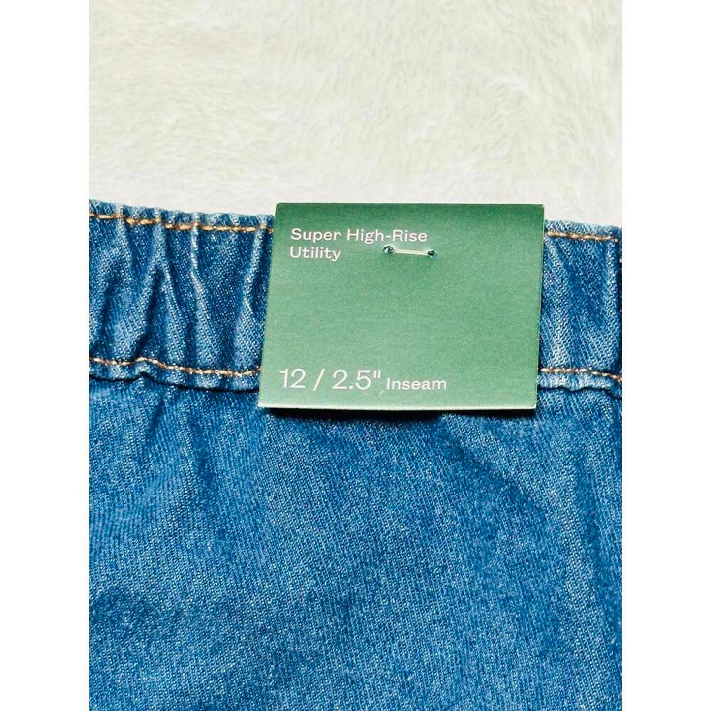 Super High-Rise Utility Denim Shorts - Size 12