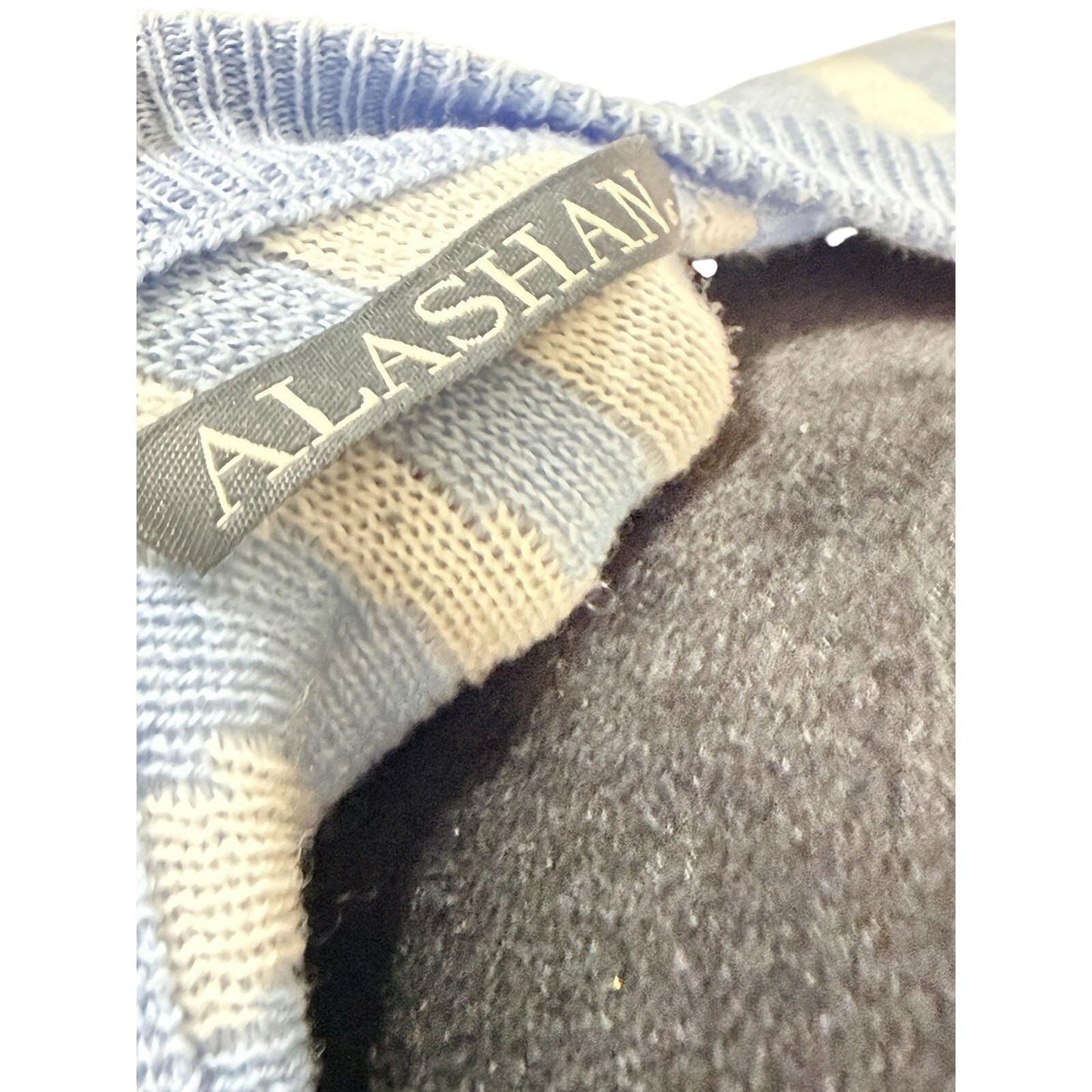 Alashan Women's Cotton Cashmere Sweater Light Blue Pattern Long Sleeve Size XS