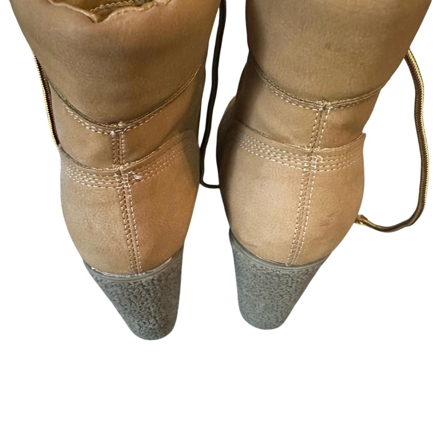 Tan Lace-Up Ankle Boots y2k
