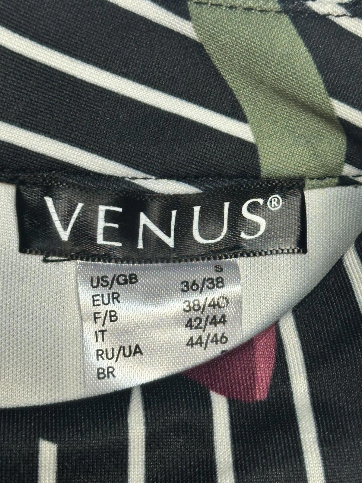 Venus Black and White Striped Floral Crop Top - Size S