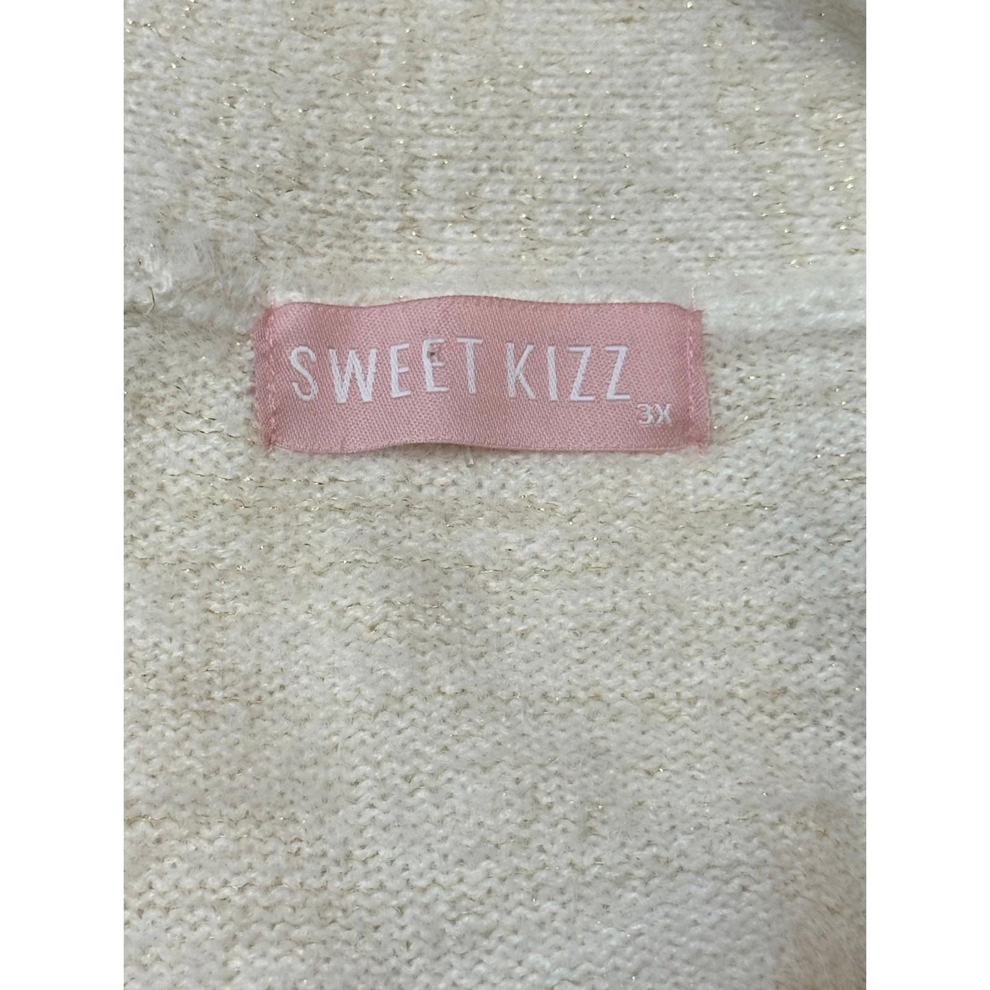 Sweet Kizz 3X Cream Open Front Cardigan Sweater Shimmer Knit Plus Size Cozy Soft