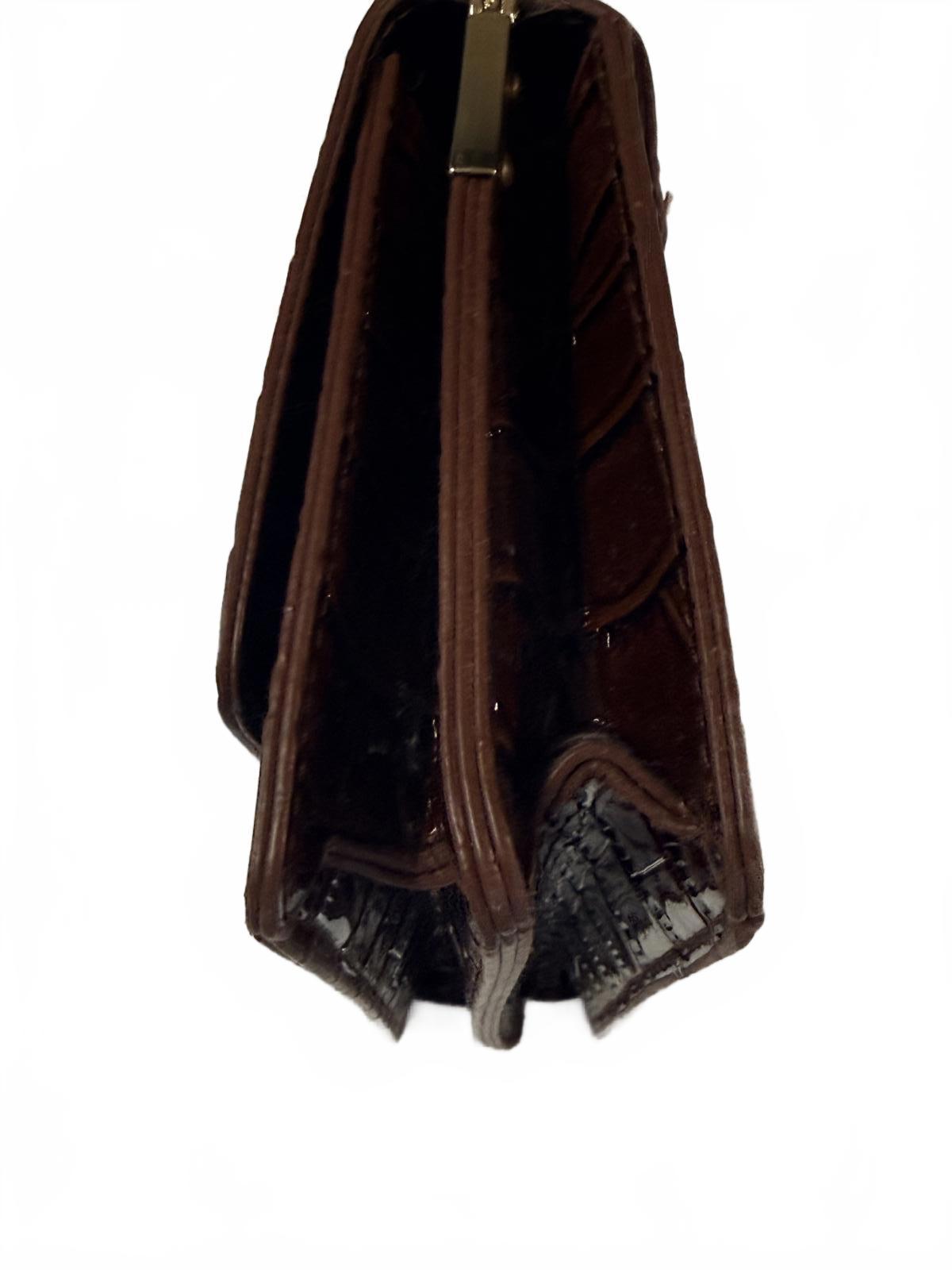 Vintage Dark Brown Croc-Embossed Leather Shoulder Bag