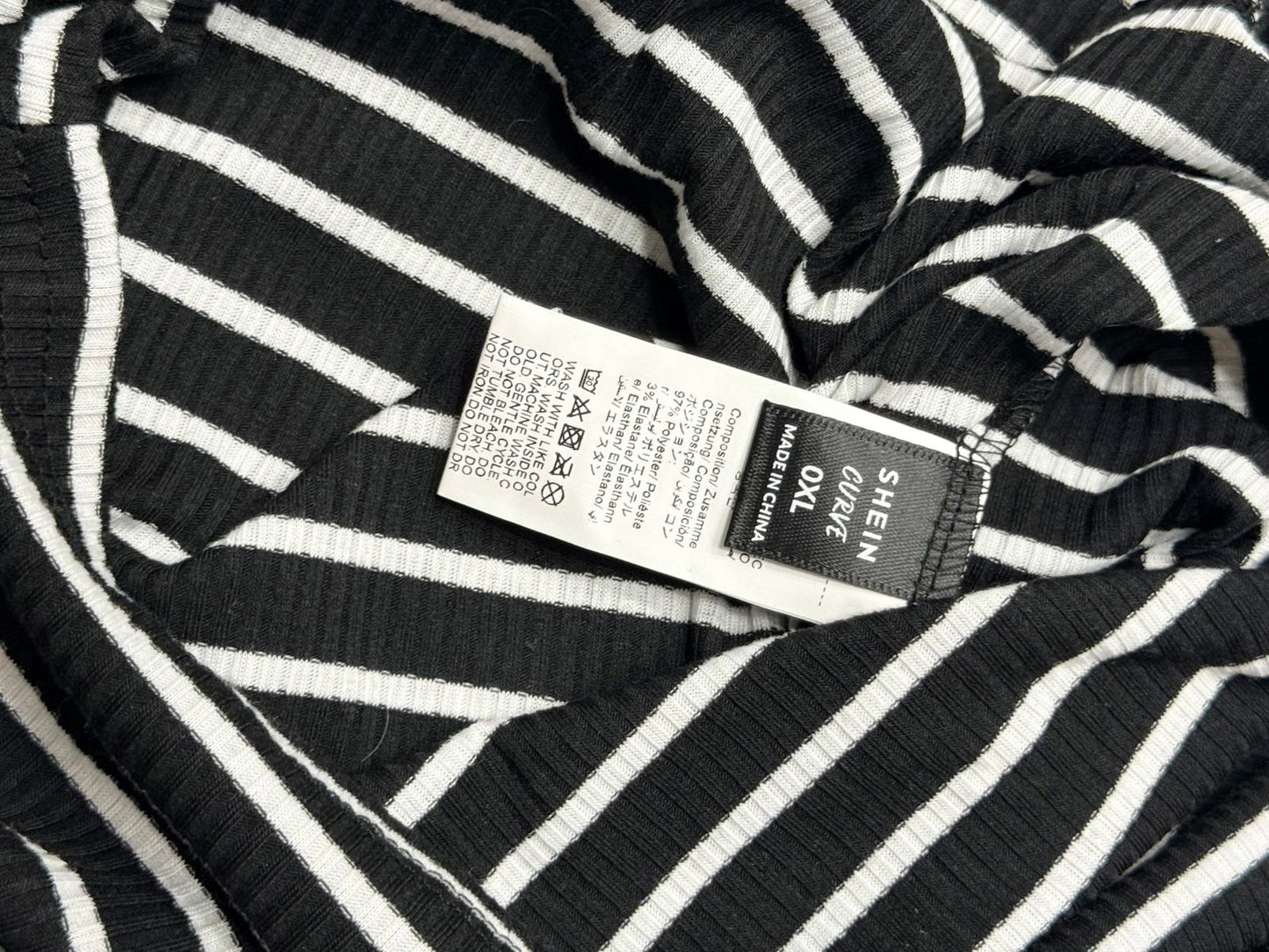 Shein Black and White Striped Mini Dress - Bodycon Short Sleeve Grunge S