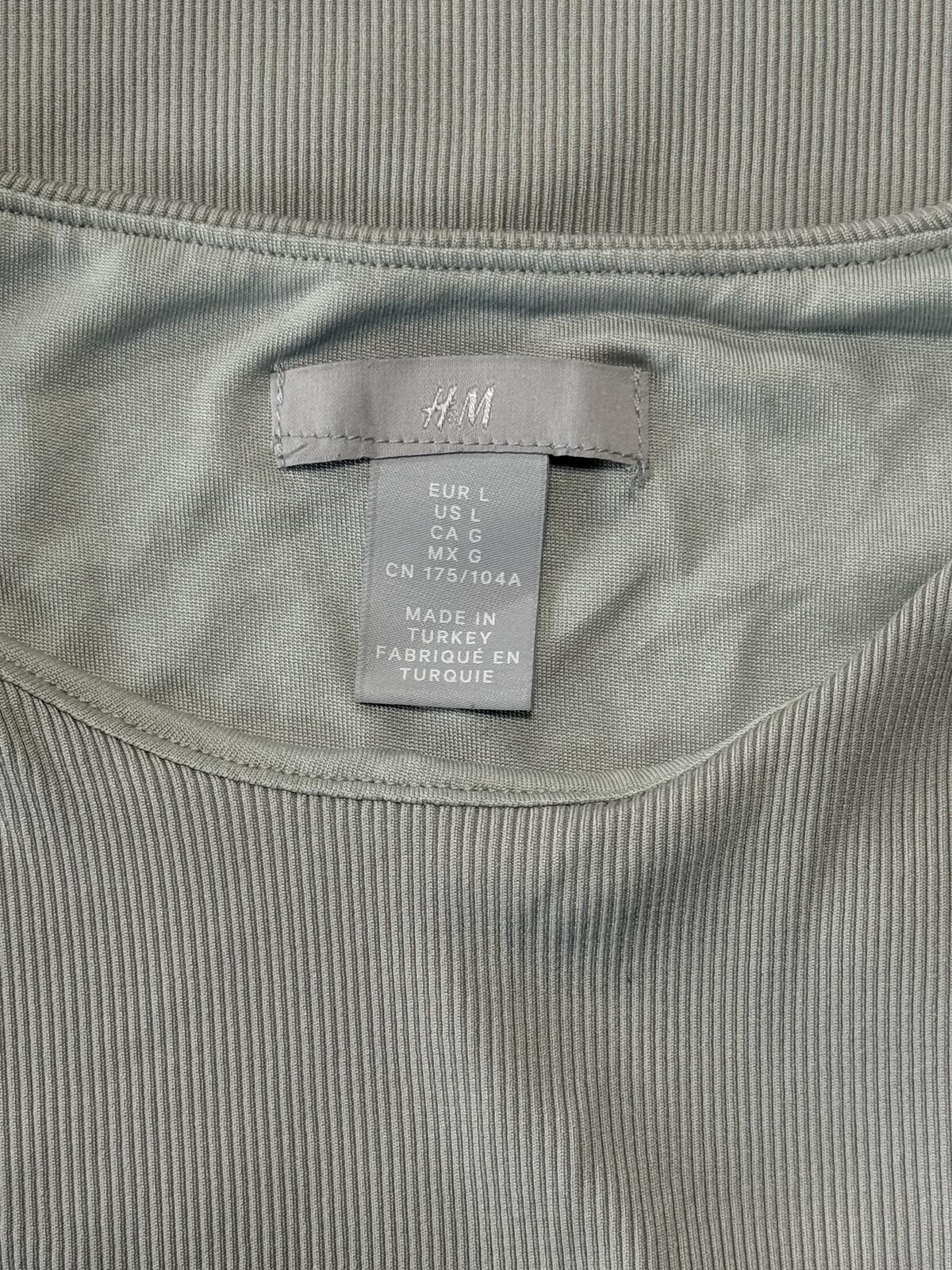 H&M Sage Gray Ribbed Bodysuit High Cut Sleeveless Tank Top One Piece Size L