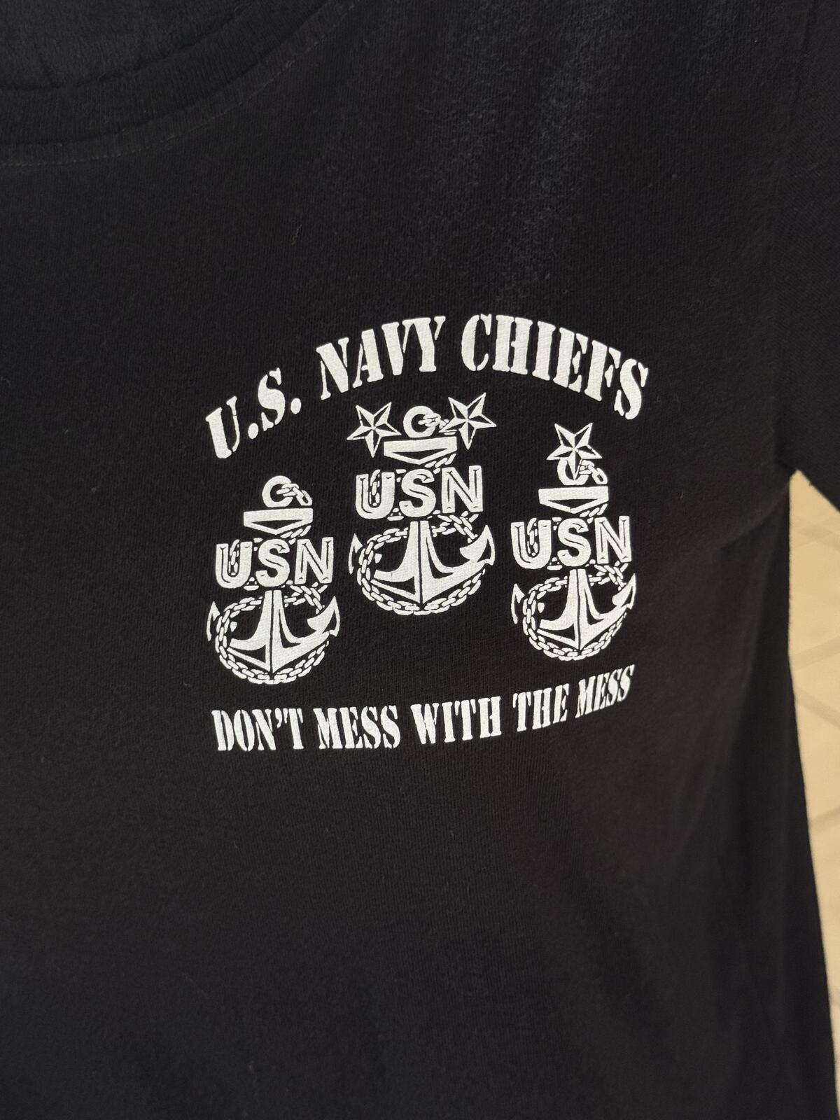 U.S. Navy Chiefs T-Shirt Small Black Don’t Mess With The Mess Graphic Tee USN