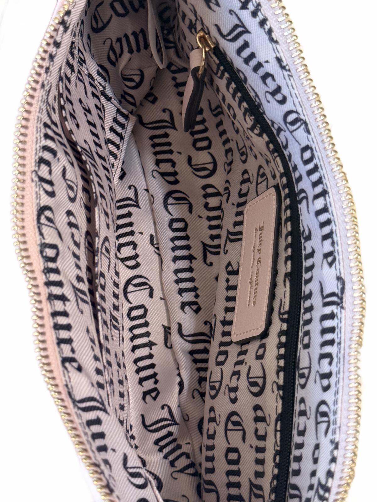 Juicy Couture Y2K Coquette Striped Shoulder Bag Pink Beige Monogram Lined Hobo