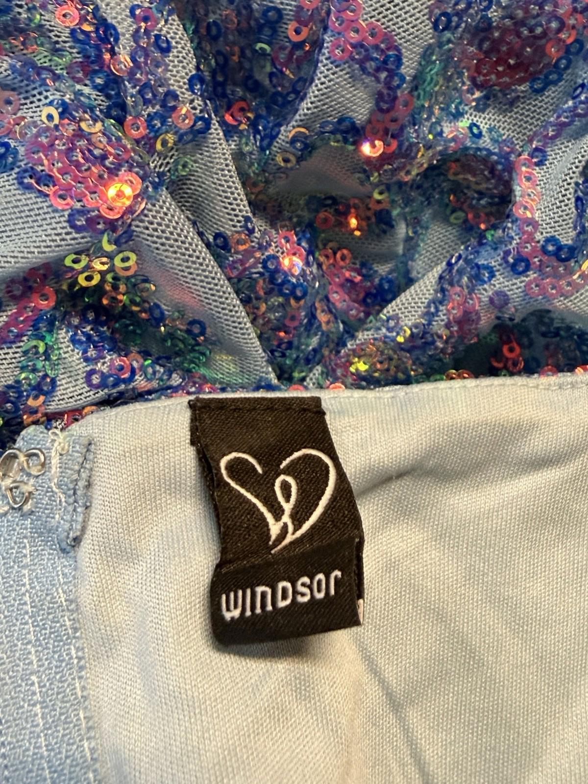 Windsor Sequin Bodycon Mini Dress Womens Light Blue Lace Up Open Back Y2K Size S