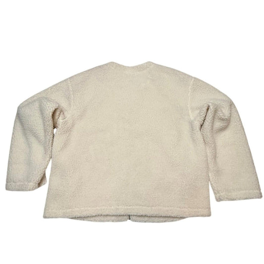 Calvin Klein Sherpa Fleece Jacket Womens L Cream Full Zip Teddy