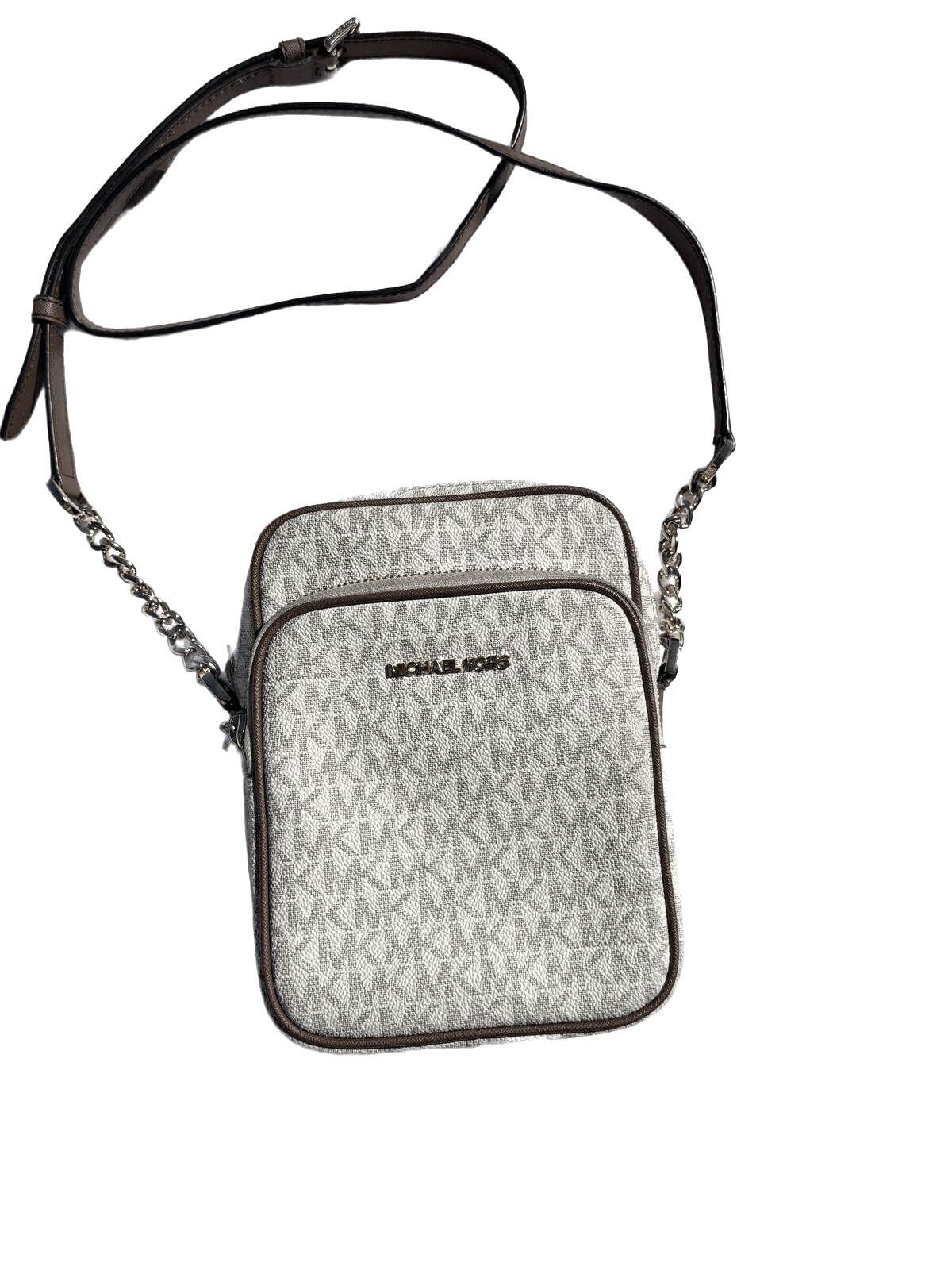 Michael Kors Jet Set Medium Crossbody Bag Signature MK Logo Messenger Purse Grey