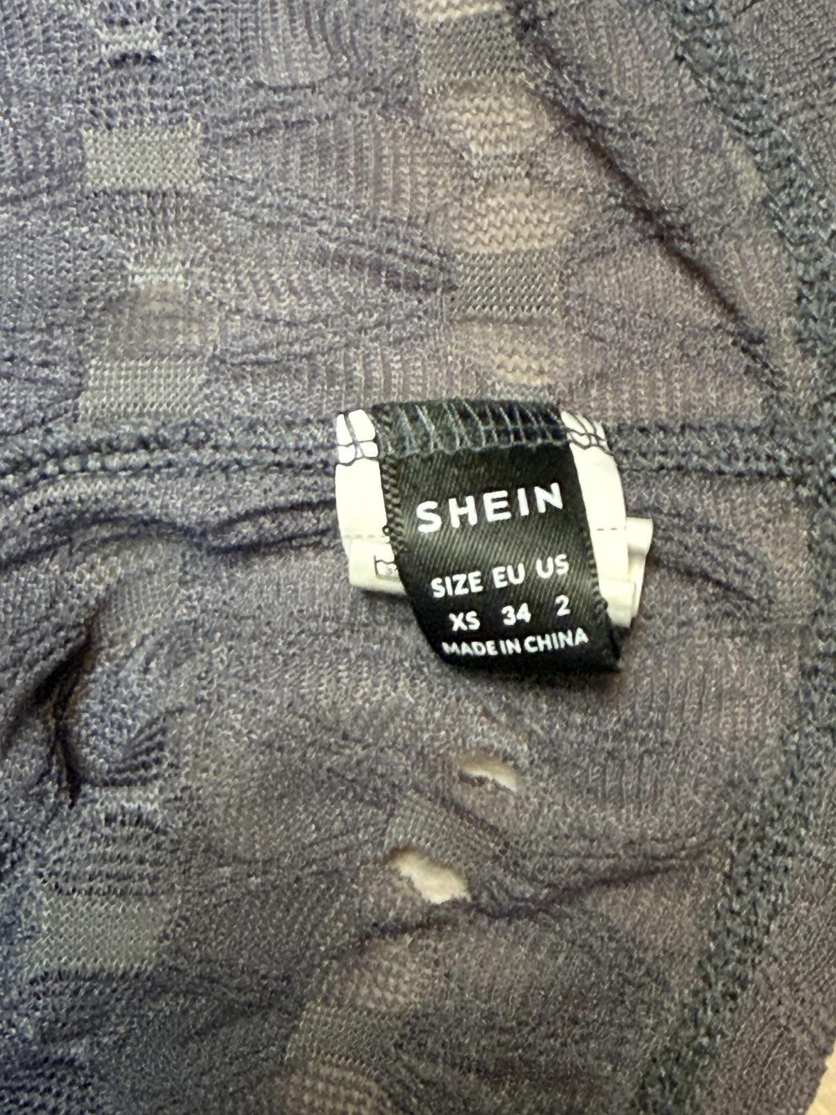 SHEIN Textured Off-Shoulder Crop Top Charcoal Grey Long Sleeve Y2K Style Size xS