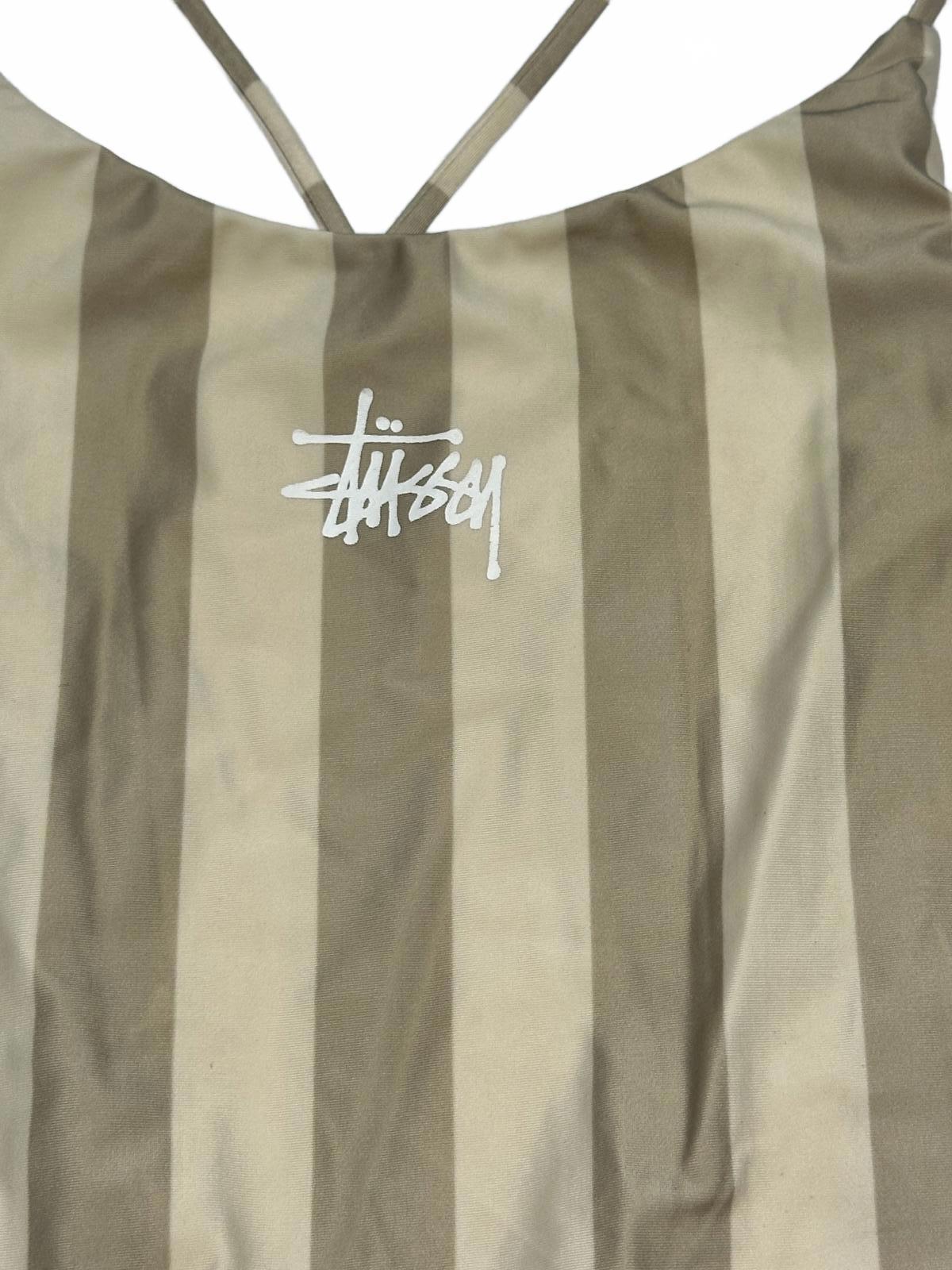 Stussy Striped One-Piece Swimsuit with Cross Back Straps size S