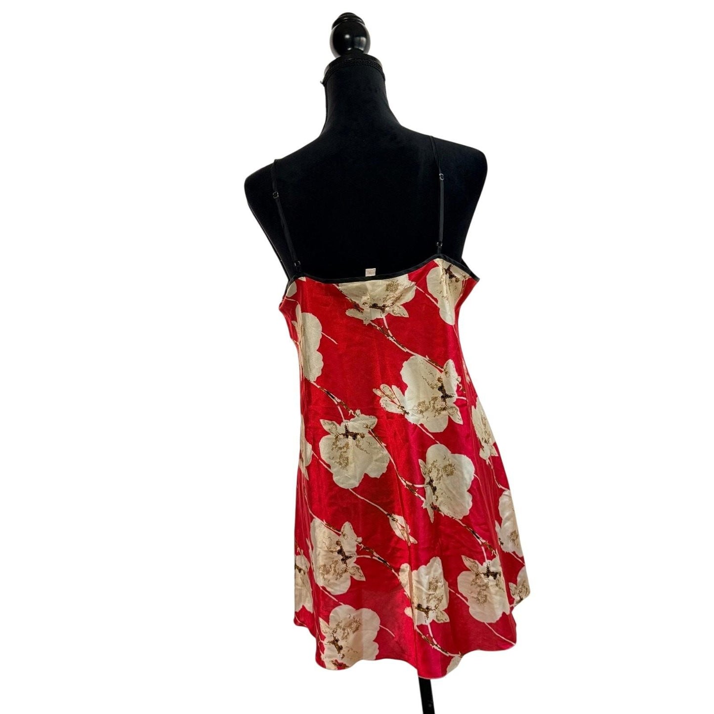 Vintage Red Y2K Victoria Secret satin flower slip / spaghetti strap dress women