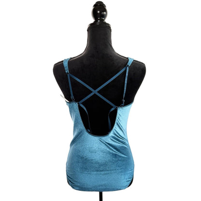 Gilligan & O'Malley Teal Velour Bodysuit Size Medium Women's Spaghetti Strap NWT
