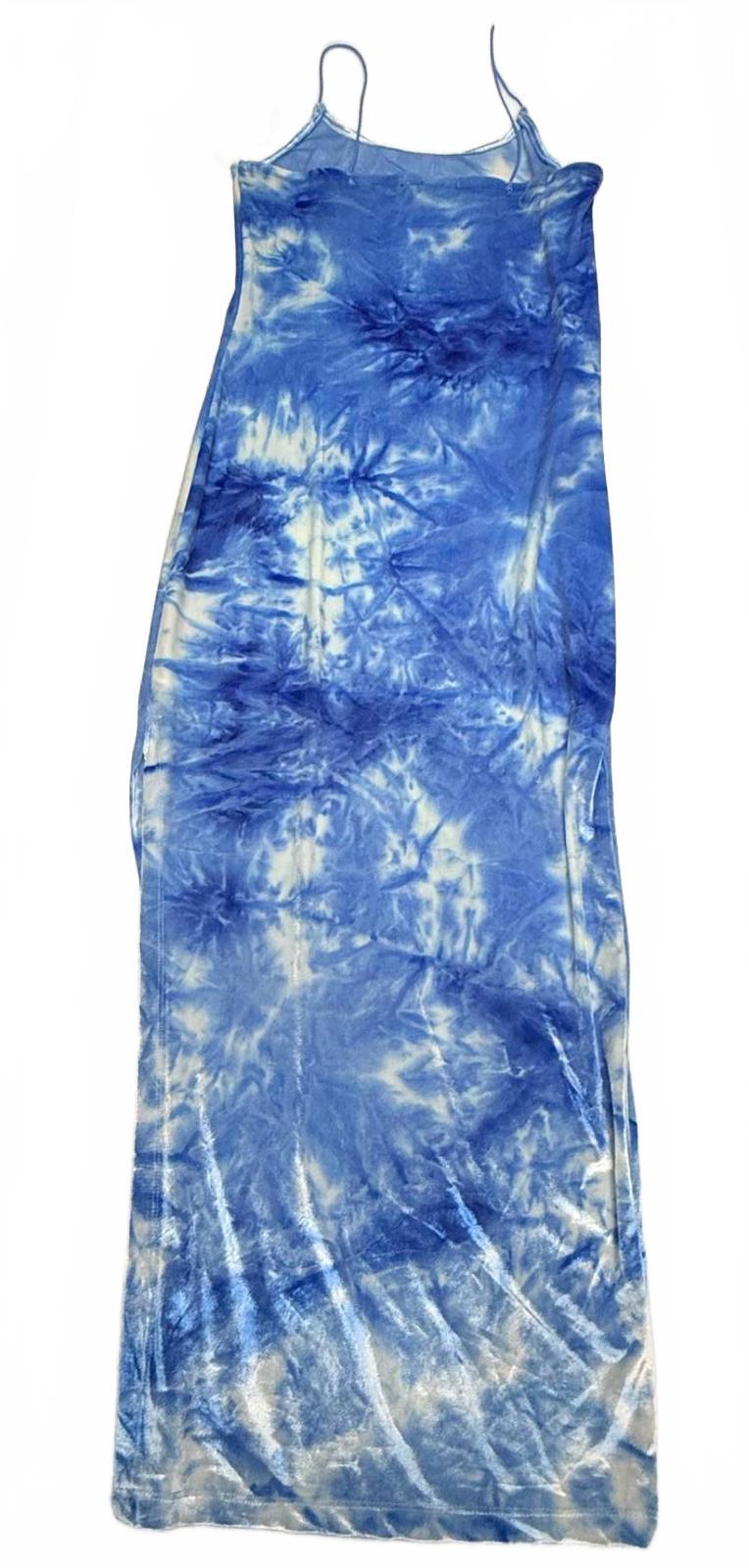 Derek Heart Blue and White Tie-Dye Maxi Dress Large