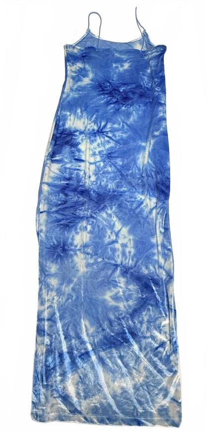 Derek Heart Blue and White Tie-Dye Maxi Dress Large