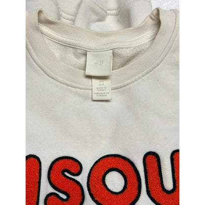 H&M Bisous Graphic Sweatshirt Small Cream Pullover Cozy Casual Streetwear Y2K