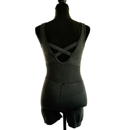 Yoga Bodysuit Gym Play suit by a Joylab Size medium Gray Tank Short Jumpsuit