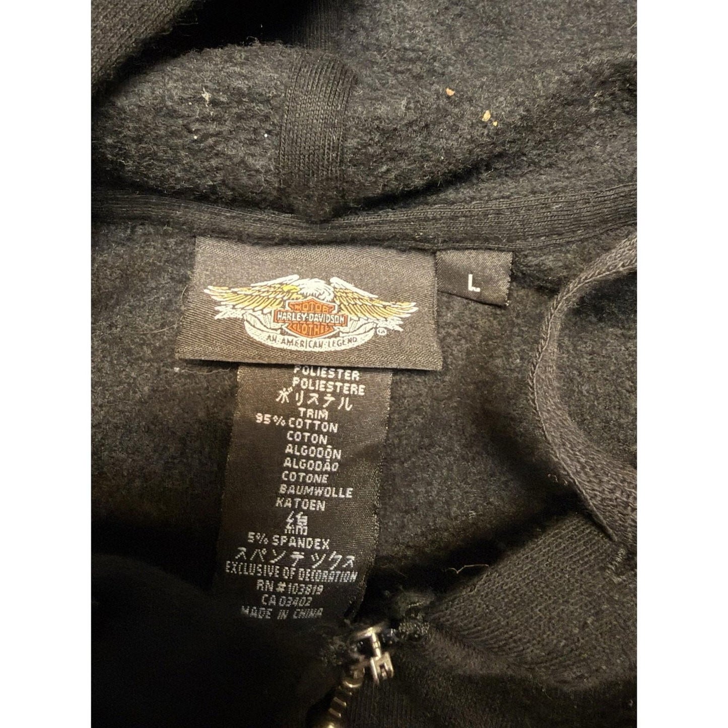 Harley-Davidson women's Zip-Up Hoodie Size L Black Motorcycles Logo sweater
