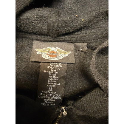 Harley-Davidson women's Zip-Up Hoodie Size L Black Motorcycles Logo sweater