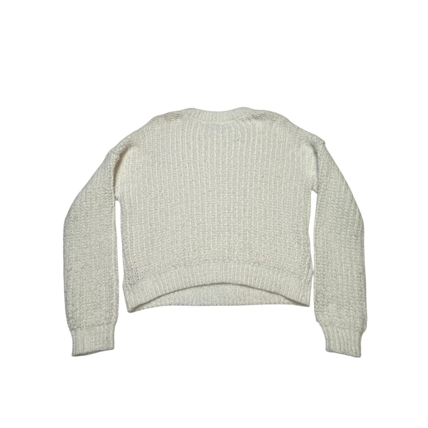 Madden Girl Ivory Chunky Knit Cropped Sweater Women SizeL Cozy Textured Pullover