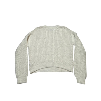 Madden Girl Ivory Chunky Knit Cropped Sweater Women SizeL Cozy Textured Pullover