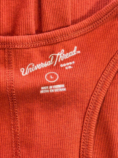 Universal Thread Rust Orange Ribbed Tank Top Scoop Neck Sleeveless Basic Small S