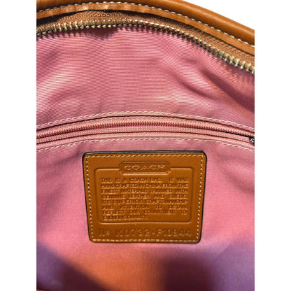 Coach Pink Signature Jacquard bag Suede Trim Leather Strap Shoulder Purse Y2K