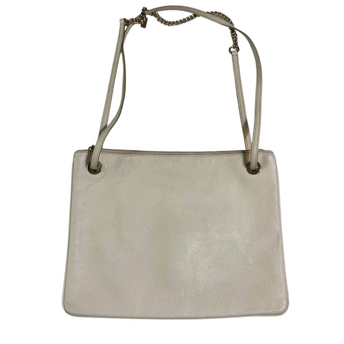 Coach White Leather Shoulder Bag with Chain Strap