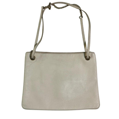 Coach White Leather Shoulder Bag with Chain Strap