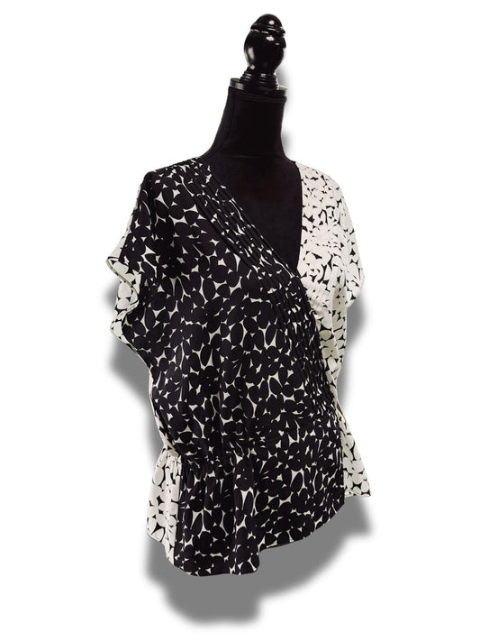 New York & Company Leopard Print Flutter Sleeve Top Blouse Cheetah Star Lining M
