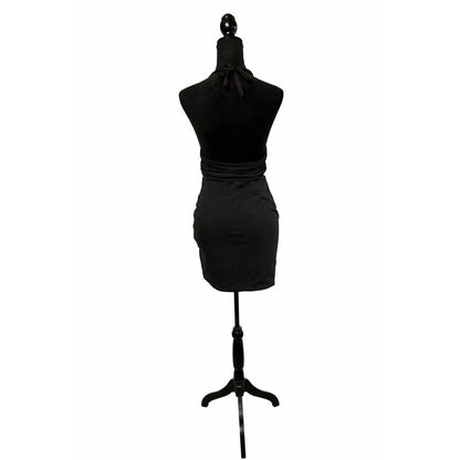 Women’s 2 Piece Black Halter Top and Stretchy Skirt Set Az Large New No Tags L