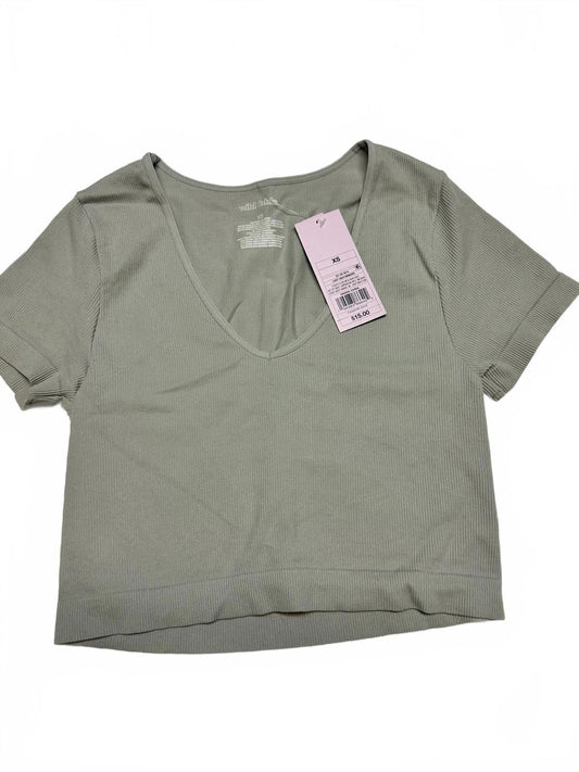 Wild Fable Ribbed V-Neck Crop Top XS Sage Green
