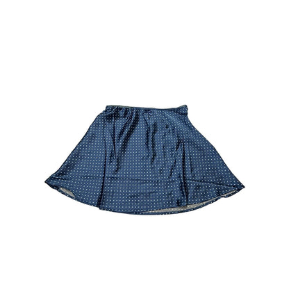 Blue Polka Dot Skater Skirt Womens Elastic Waist Flowy A-Line Mini Casual Retro