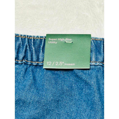 Super High-Rise Utility Denim Shorts - Size 12