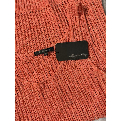 Miracle City Women’s Coral Open Knit Dress Size M/L Sleeveless Beach Cover Up