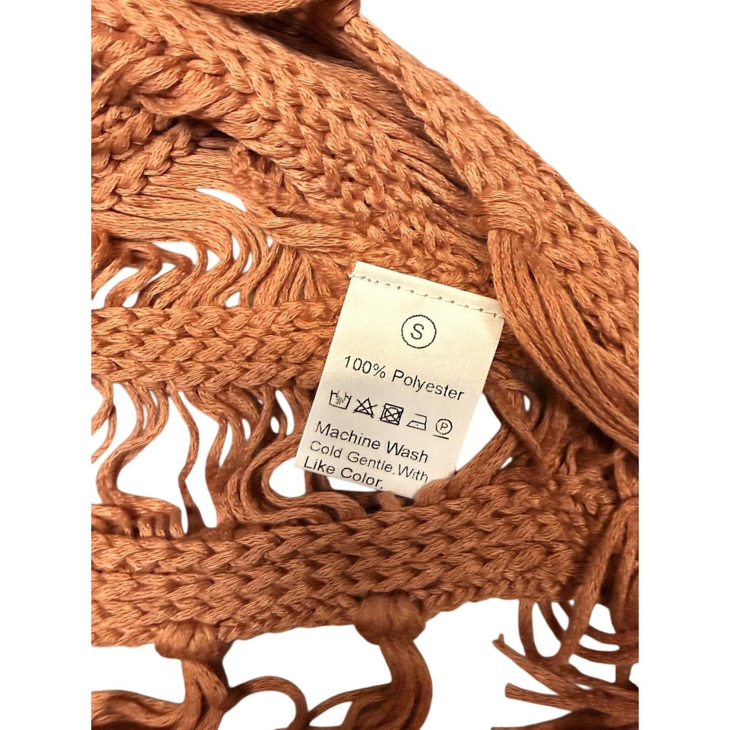 Women’s Crochet Fringe Tank Top Size S Rust Orange Boho Festival Crop Top