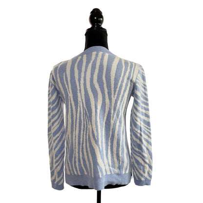 Alashan Women's Cotton Cashmere Sweater Light Blue Pattern Long Sleeve Size XS