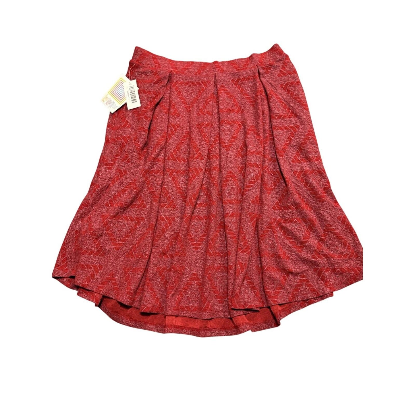 LuLaRoe Women’s Red Jacquard Skirt Size L Flowy A-Line Geometric Pattern New NWT