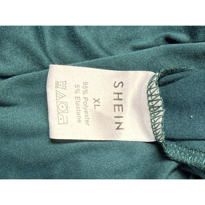 Shein Teal Ruched Maternity Dress XL Long Sleeve Stretch Bodycon Midi Women's