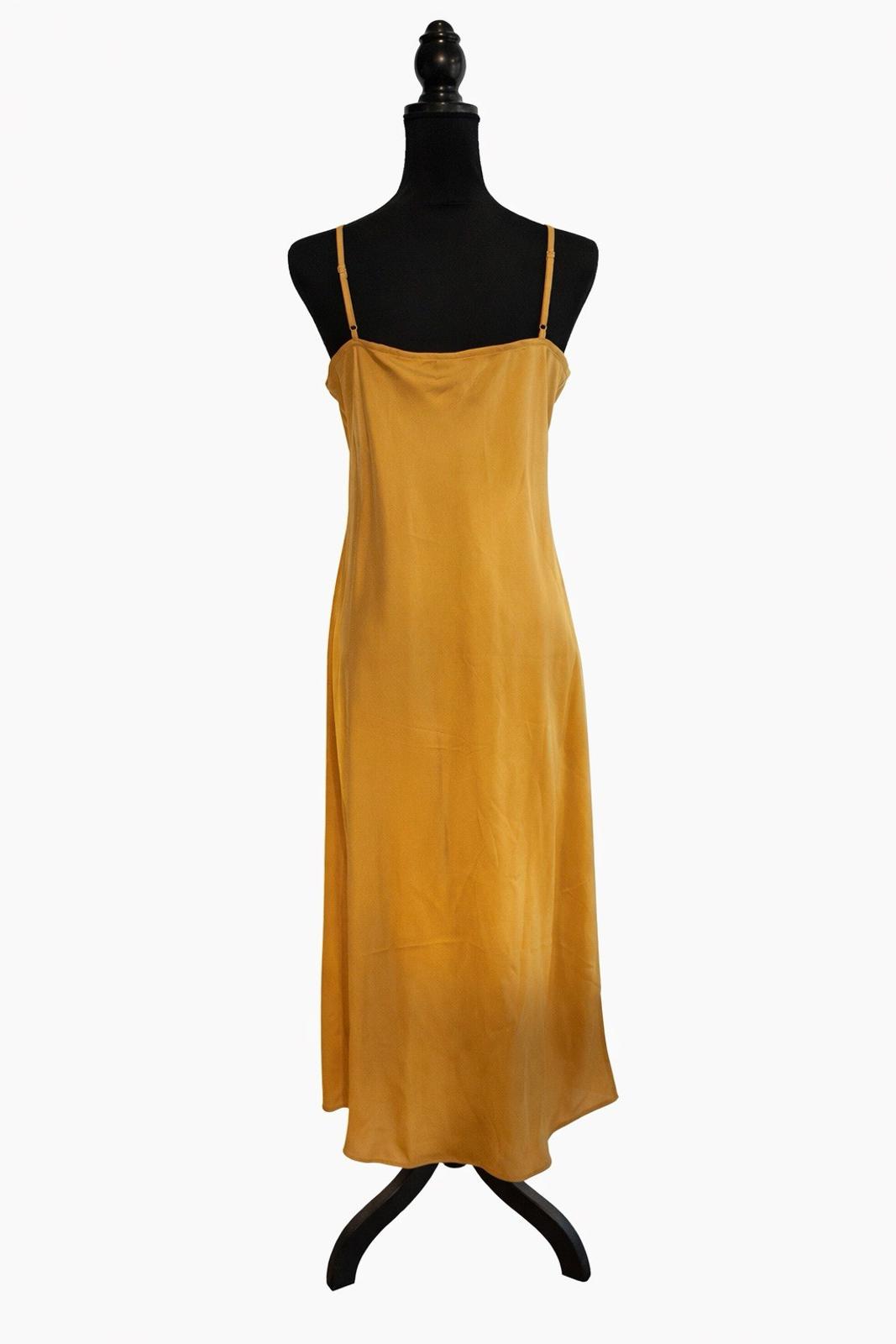 Levi’s Womens Slip Dress XL Mustard Yellow Midi Spaghetti Strap V Neck NWT
