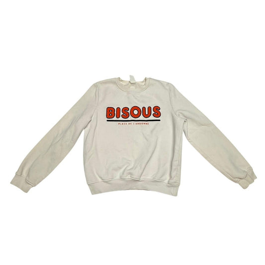 H&M Bisous Graphic Sweatshirt Small Cream Pullover Cozy Casual Streetwear Y2K
