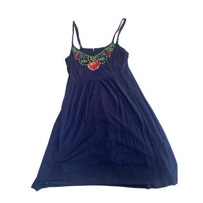 Y2K summer deep purple Dress with Floral Embroidery