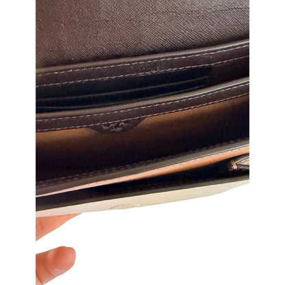 Tory Burch Black Brown Croc Embossed Leather ChainCrossbody Bag Purse