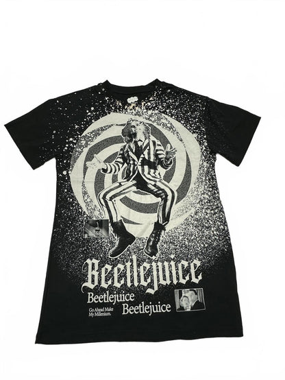 Beetlejuice Graphic Black T-Shirt with Splatter Design