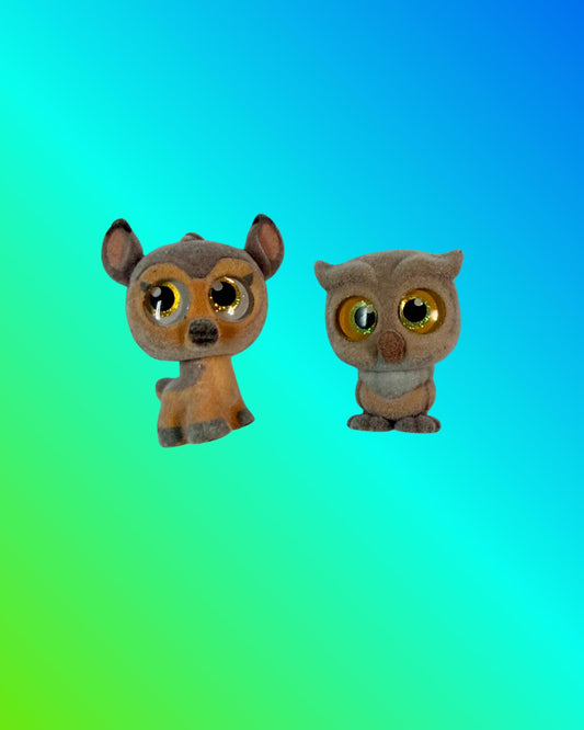 Disney Doorables Series 5 BAMBI & FRIEND OWL Fuzzy Flocked Special Edition Lot