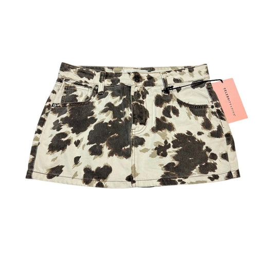 Celebrity Pink Cow Print Denim Mini Skirt LowRise Y2K Western Westerncore Size 3