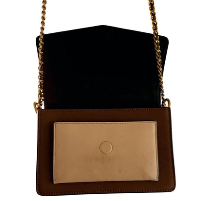 Tory Burch Black Brown Croc Embossed Leather ChainCrossbody Bag Purse