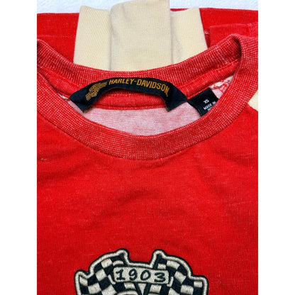 Harley-Davidson Raglan Long Sleeve Shirt Women’s XS RedTan 1903 Logo Graphic Tee